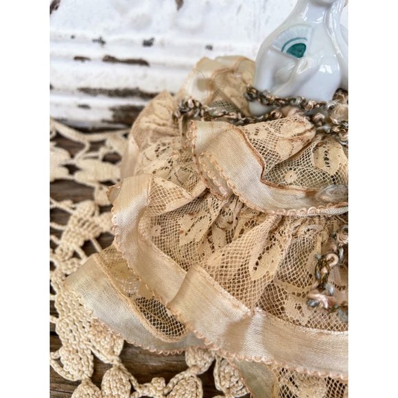 Antique German Pincushion Half Doll with fan silk lace skirt - Picture 9 of 15